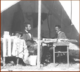 Lincoln and McClellan — public domain photo courtesy of Antietam on the Web